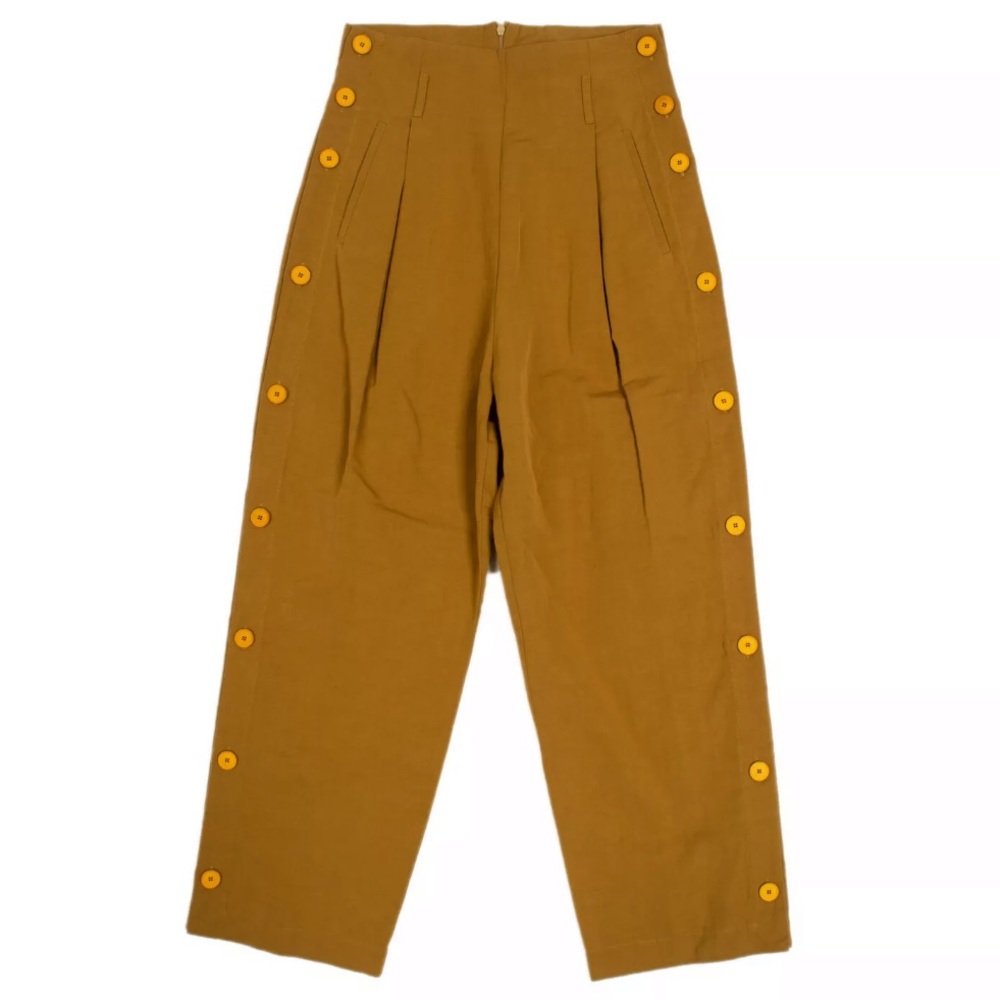 SUOLI Italy Linen Blend Pleated Front Cropped